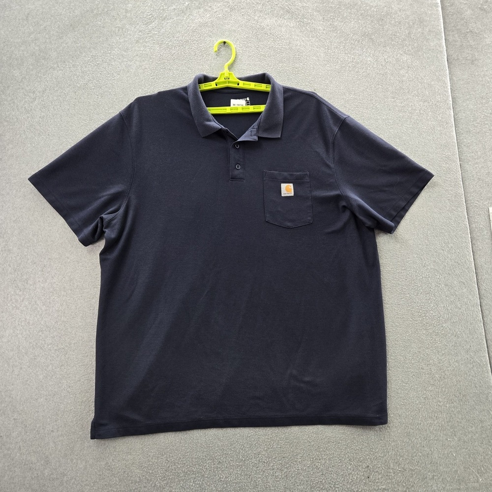 Carhartt Men Polo 3XL Navy K570 Logo Loose Short Sleeve